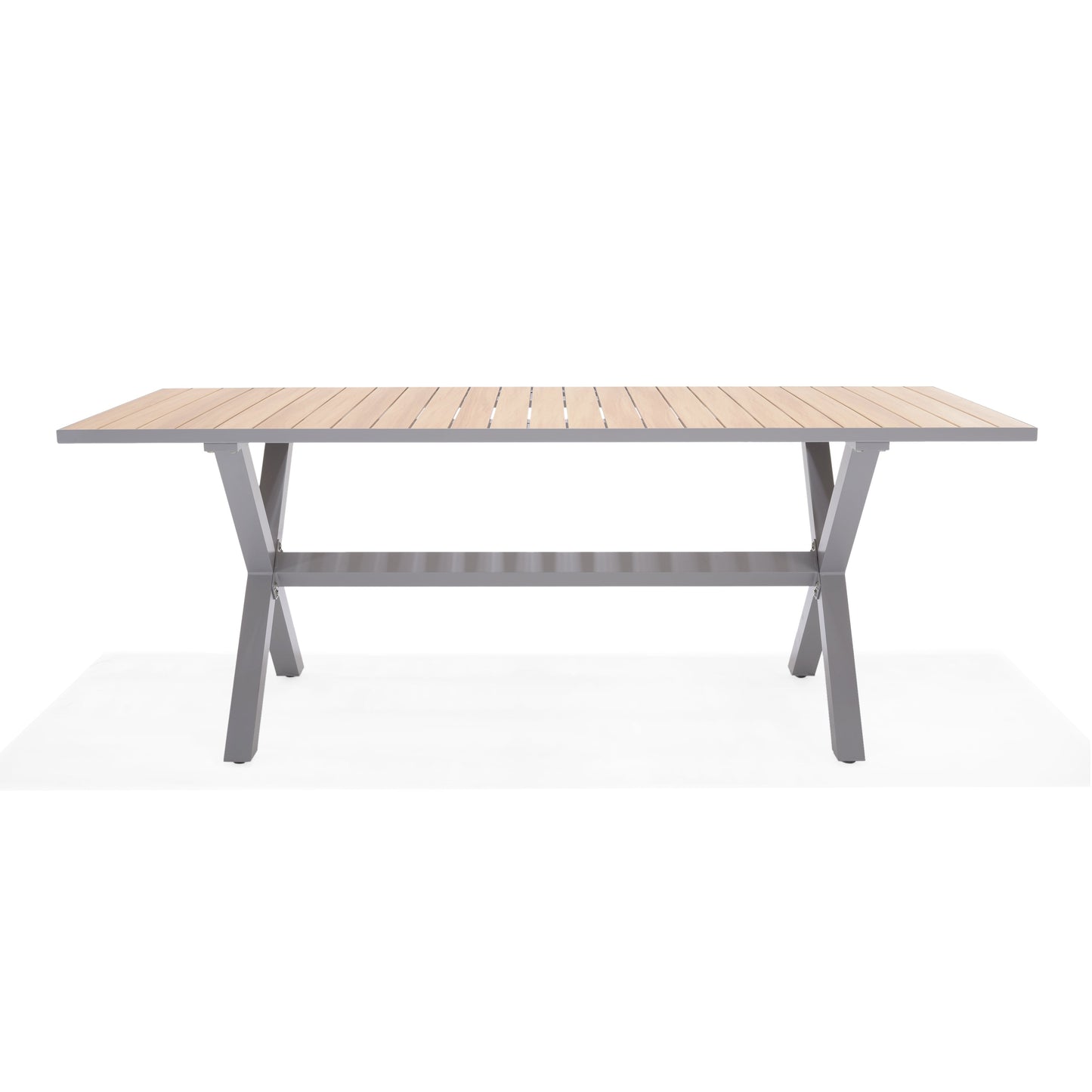 Panama Light Rectangular Table outdoor with light wood slats and gray metal frame on Tampa Home & Garden Store