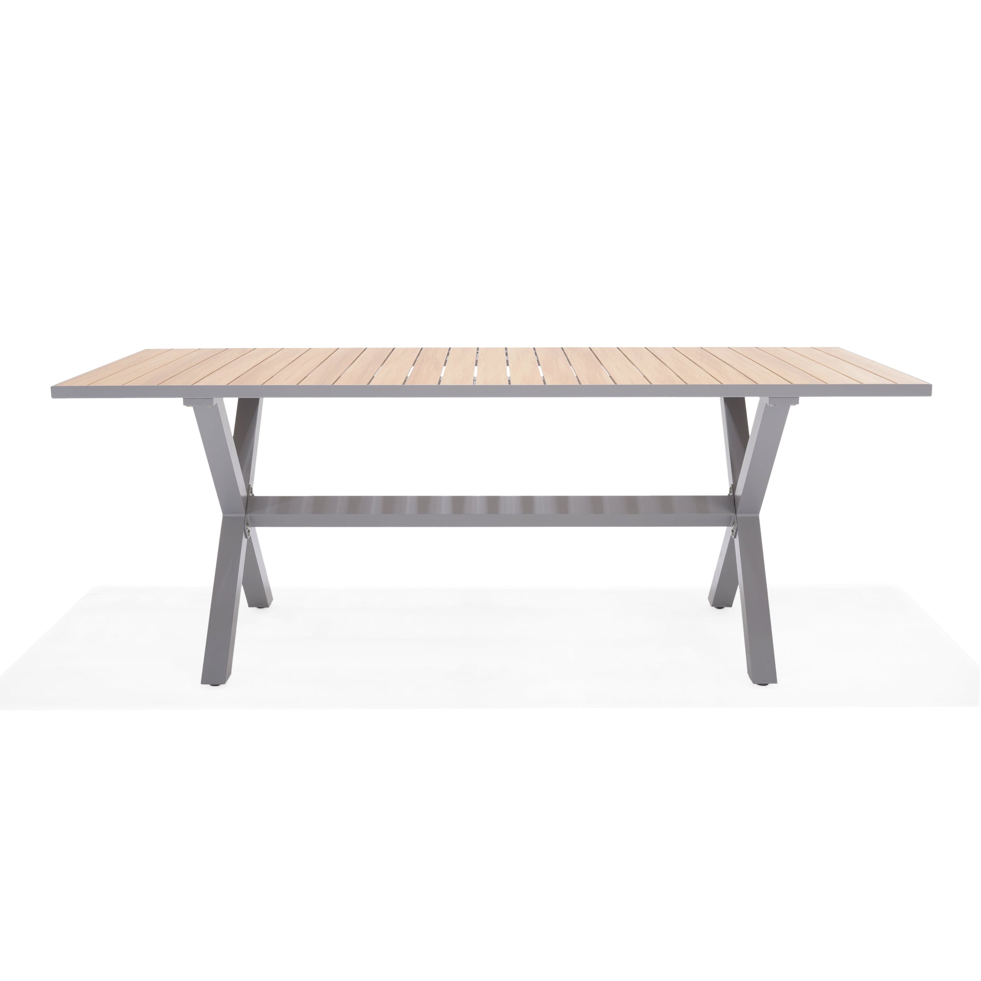 Panama Light Rectangular Table outdoor with light wood slats and gray metal frame on Tampa Home & Garden Store