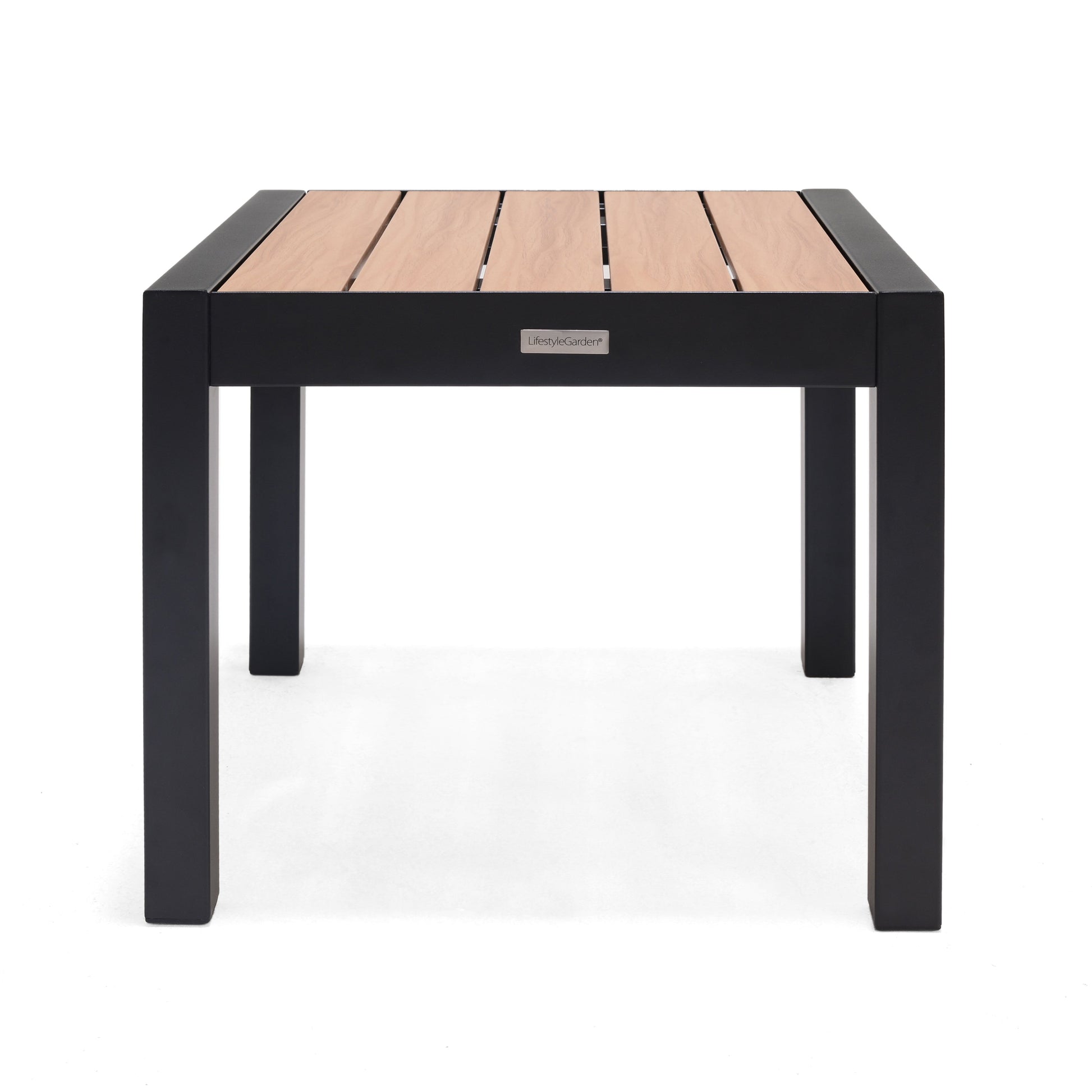 Panama Dark Side Table black metal frame with wood slats LifestyleGarden US outdoor table on Tampa Home & Garden Store