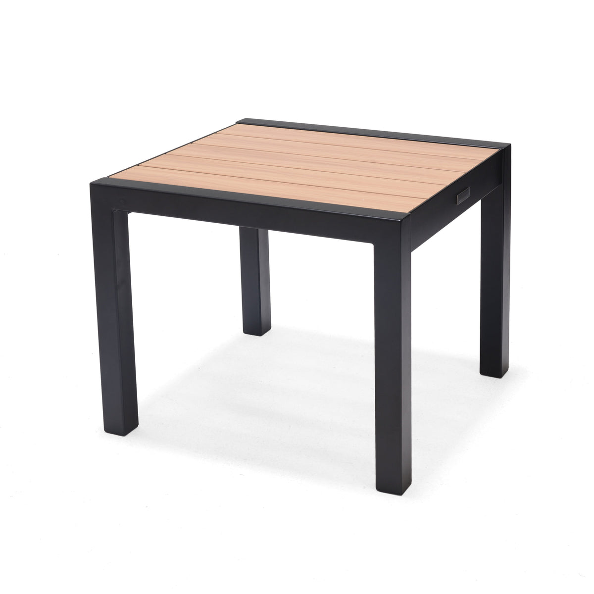 Panama Dark Side Table outdoor by LifestyleGarden US; black metal frame with natural wood slat top on Tampa Home & Garden Store