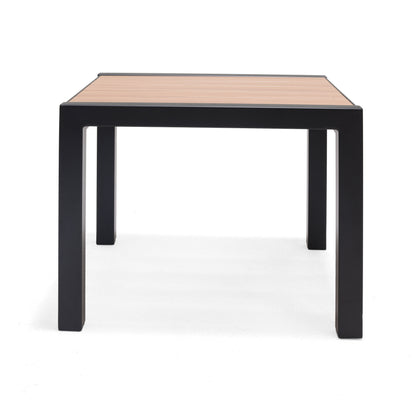 Panama Dark Side Table LifestyleGarden US, black metal frame with a tan slat wood top on Tampa Home & Garden Store