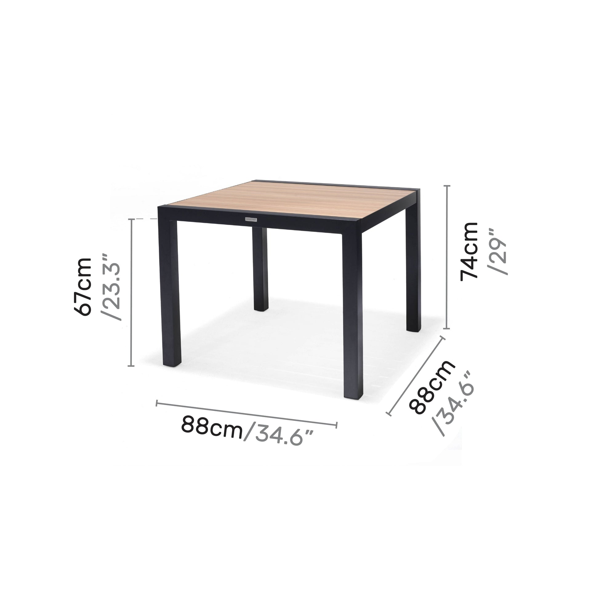 Panama Dark Side Table outdoor with wooden top and black metal legs by LifestyleGarden US on Tampa Home & Garden Store