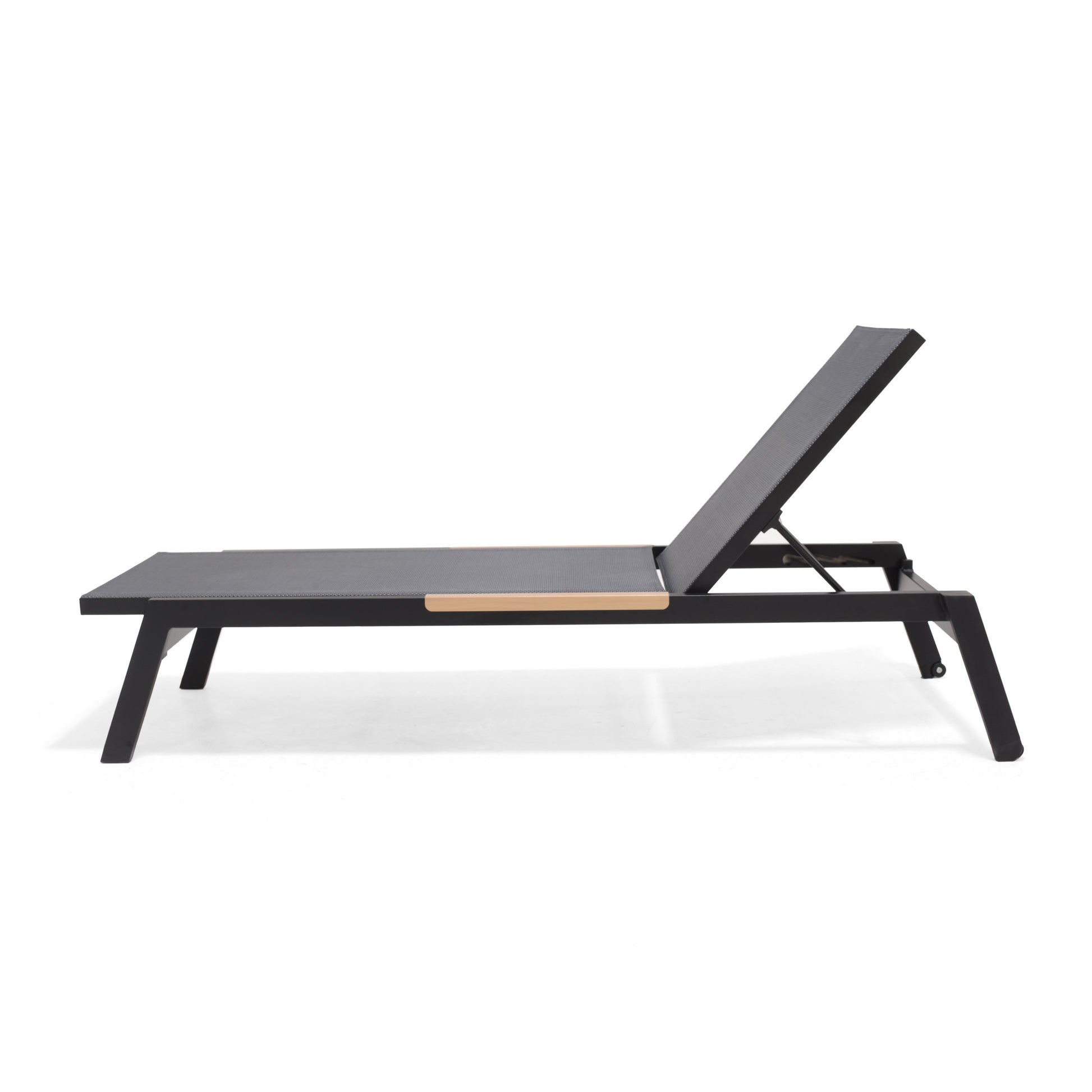Panama Dark Sun Lounger with black frame and charcoal fabric, adjustable backrest on Tampa Home & Garden Store
