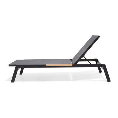 Panama Dark Sun Lounger with black frame and charcoal fabric, adjustable backrest on Tampa Home & Garden Store