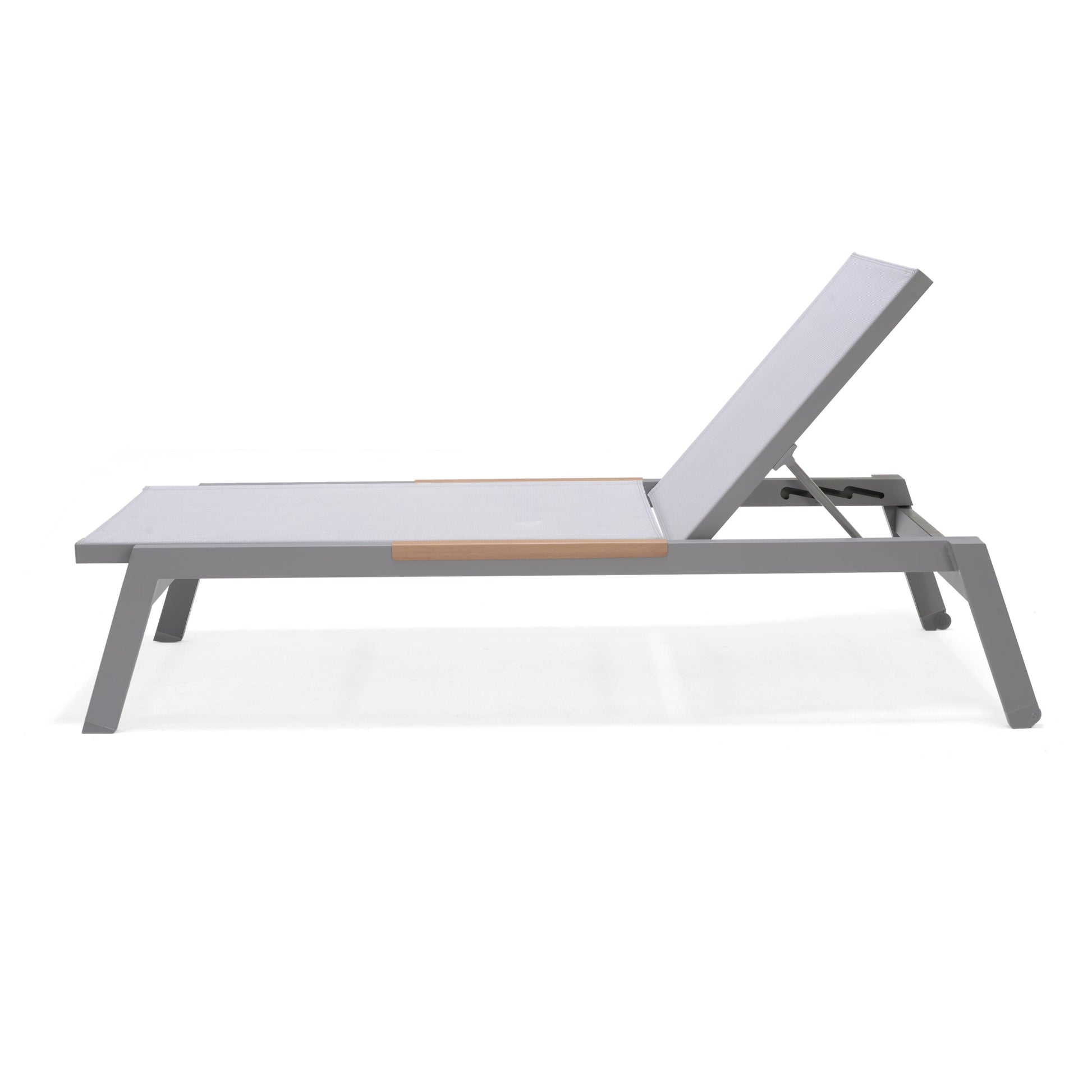 Panama Light Sun Lounger LifestyleGarden US gray aluminum frame with light gray fabric on Tampa Home & Garden Store