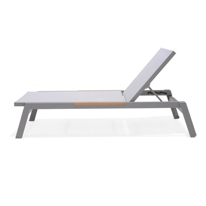 Panama Light Sun Lounger LifestyleGarden US gray aluminum frame with light gray fabric on Tampa Home & Garden Store