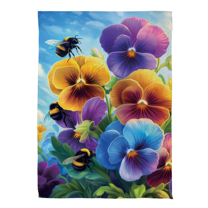 Pansies & Bees Suede House Flag - Tampa Home & Garden Store