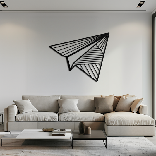 Paper Airplane Metal Wall Art – Minimalist Flight Silhouette Steel Decor for Modern and Whimsical Spaces- KAF340 - Tampa Home & Garden Store