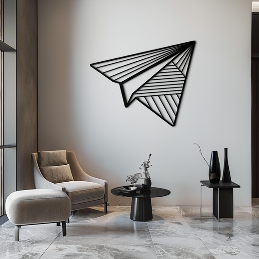 Paper Airplane Metal Wall Art – Minimalist Flight Silhouette Steel Decor for Modern and Whimsical Spaces- KAF340 - Tampa Home & Garden Store