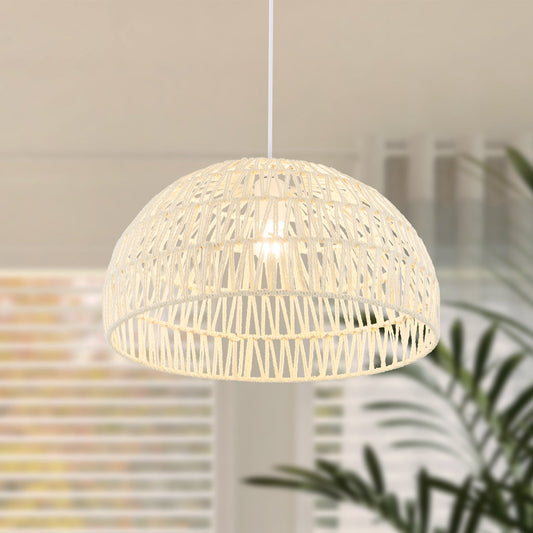 Farmhouse Rattan Pendant Lights with Adjustable Hanging Rope-Beige - Tampa Home & Garden Store