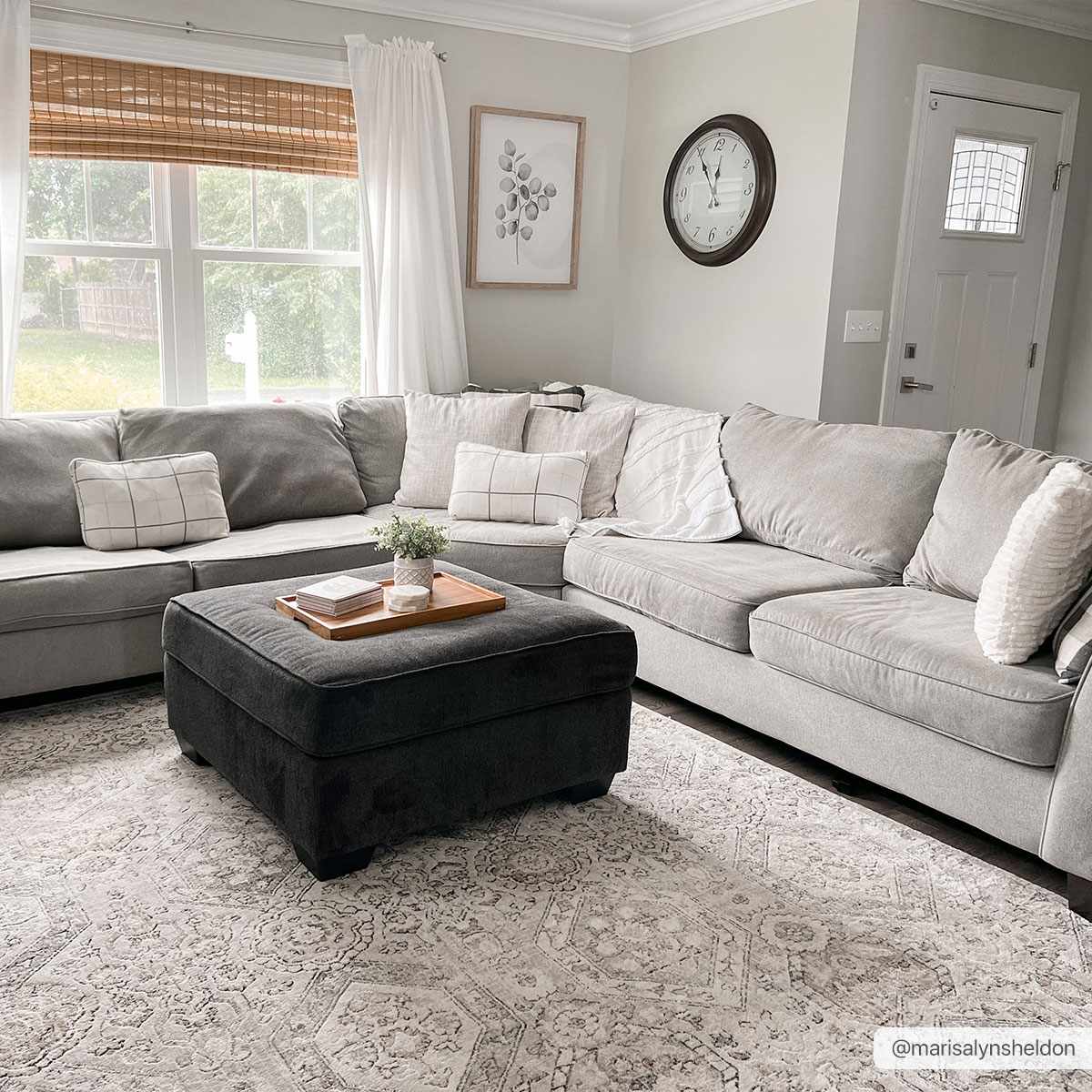 Parkerfield Area Rug by Boutique Rugs in light gray with subtle ivory traditional pattern on Tampa Home & Garden Store