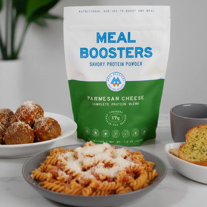 Meal Boosters Parmesan Cheese Collagen+ Protein Blend protein powder bag on Tampa Home & Garden Store