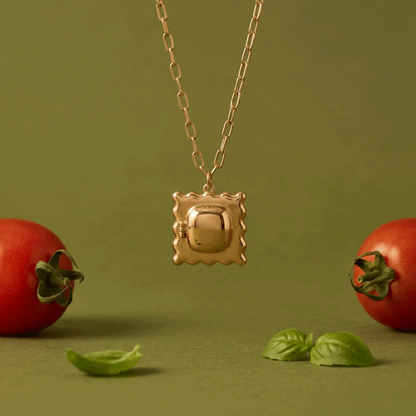 Pasta Girl Ravioli Locket Pendant and Tomato