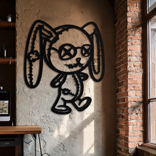 Patchwork Bunny Metal Wall Art – Whimsical Silhouette Design for Cozy Spaces- KAF693 - Tampa Home & Garden Store