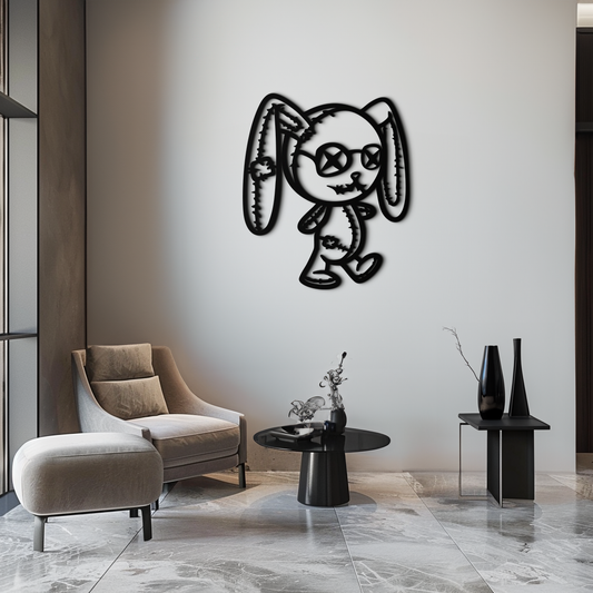 Patchwork Bunny Metal Wall Art – Whimsical Silhouette Design for Cozy Spaces- KAF693 - Tampa Home & Garden Store