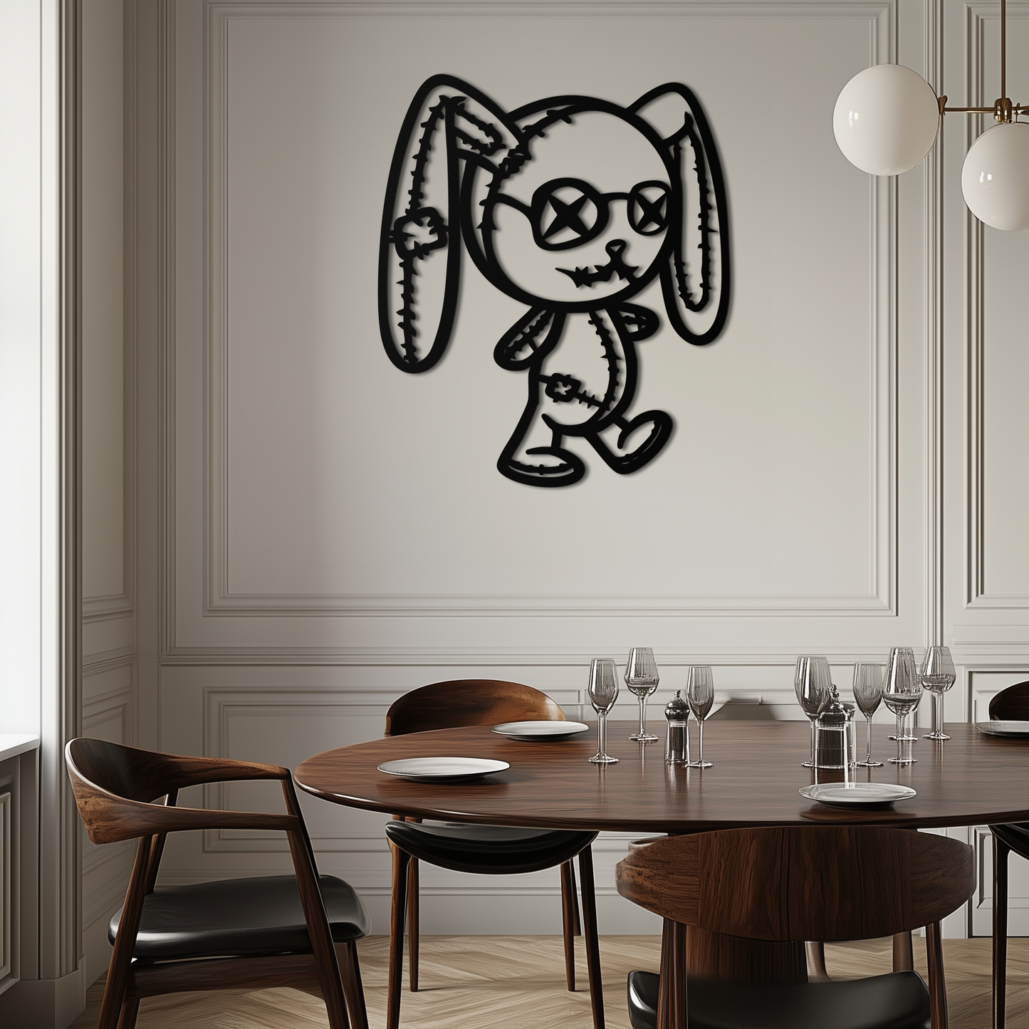 Patchwork Bunny Metal Wall Art – Whimsical Silhouette Design for Cozy Spaces- KAF693 - Tampa Home & Garden Store