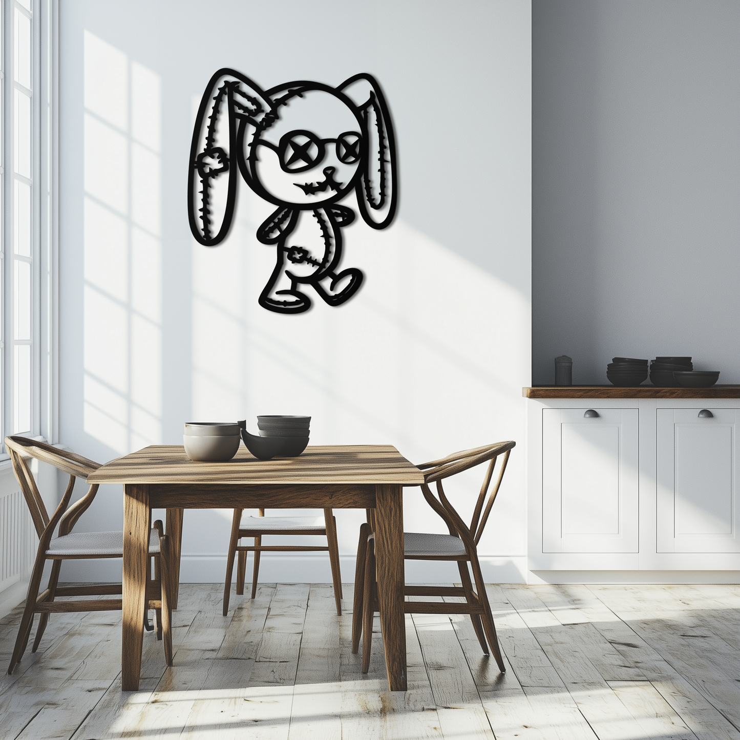 Patchwork Bunny Metal Wall Art – Whimsical Silhouette Design for Cozy Spaces- KAF693 - Tampa Home & Garden Store