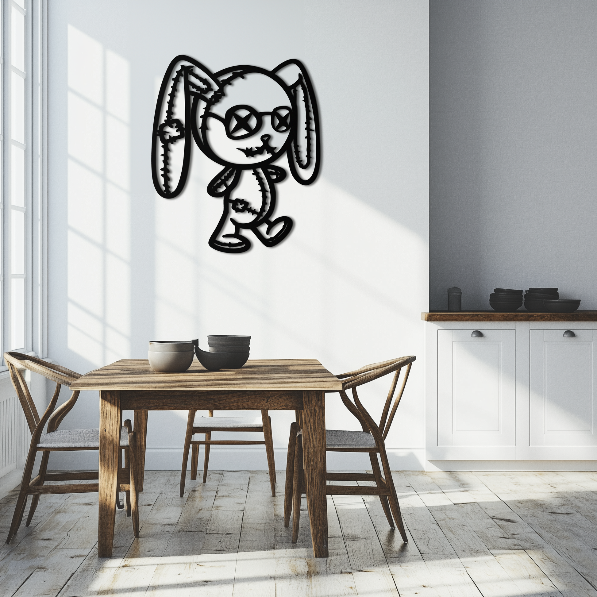 Patchwork Bunny Metal Wall Art – Whimsical Silhouette Design for Cozy Spaces- KAF693 - Tampa Home & Garden Store