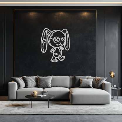 Patchwork Bunny Metal Wall Art – Whimsical Silhouette Design for Cozy Spaces- KAF693 - Tampa Home & Garden Store