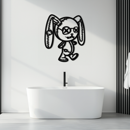 Patchwork Bunny Metal Wall Art – Whimsical Silhouette Design for Cozy Spaces- KAF693 - Tampa Home & Garden Store