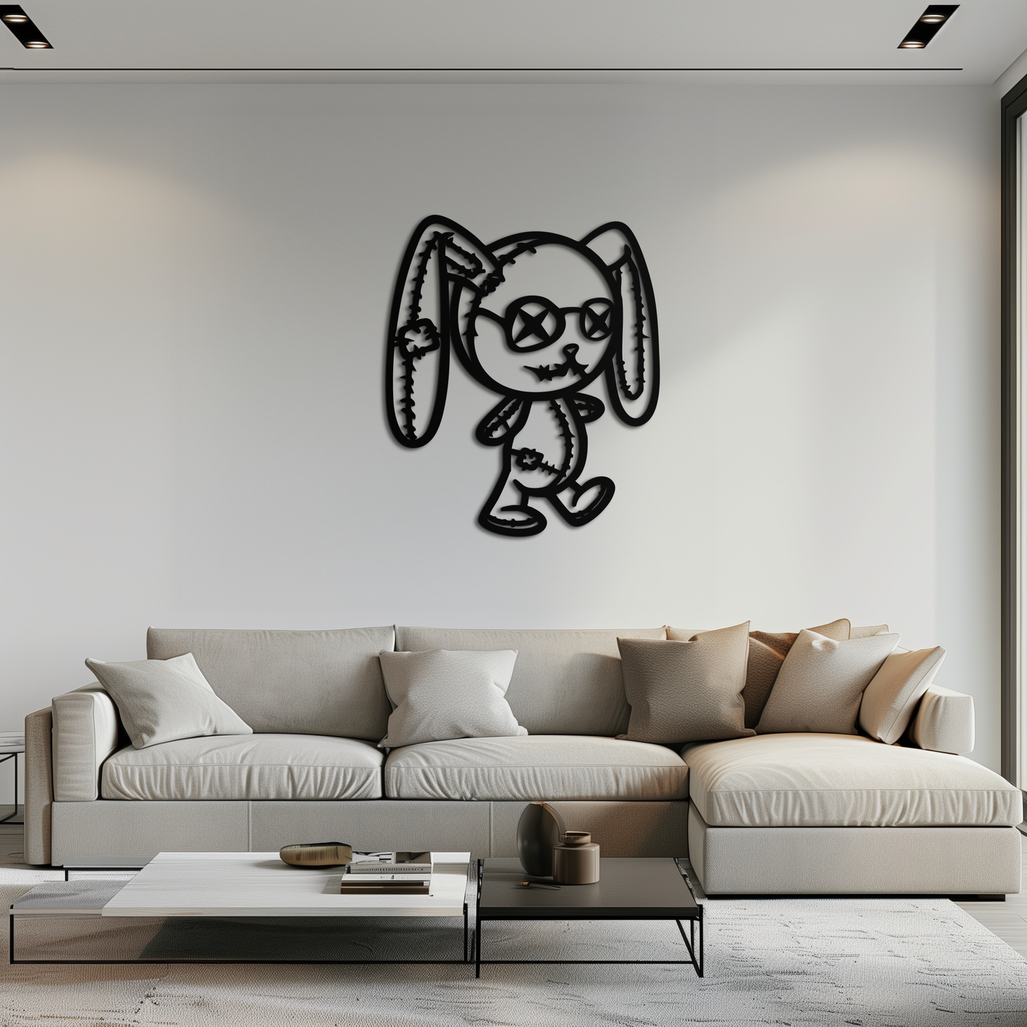 Patchwork Bunny Metal Wall Art – Whimsical Silhouette Design for Cozy Spaces- KAF693 - Tampa Home & Garden Store