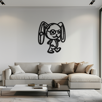Patchwork Bunny Metal Wall Art – Whimsical Silhouette Design for Cozy Spaces- KAF693 - Tampa Home & Garden Store
