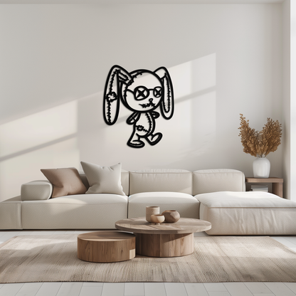 Patchwork Bunny Metal Wall Art – Whimsical Silhouette Design for Cozy Spaces- KAF693 - Tampa Home & Garden Store