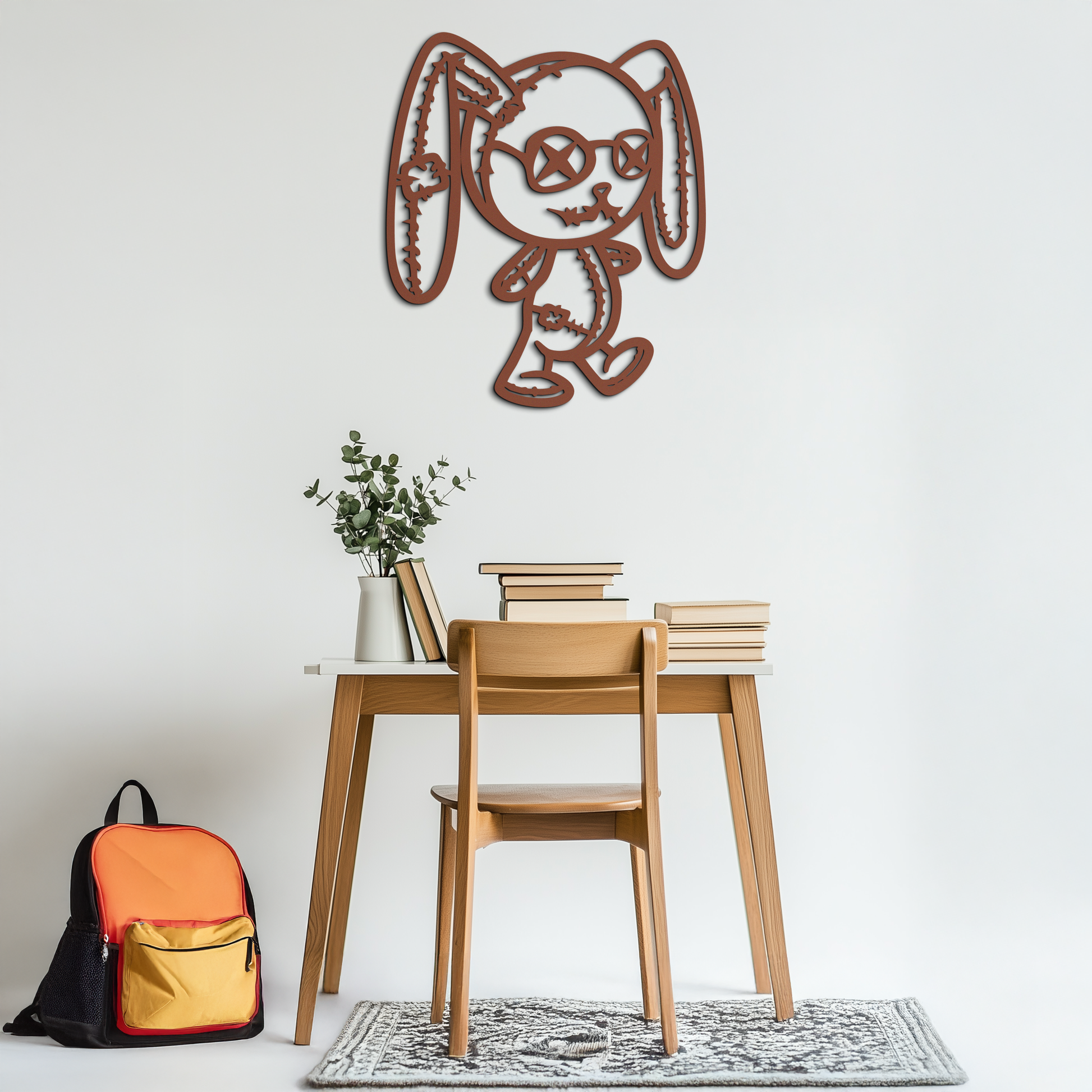 Patchwork Bunny Metal Wall Art – Whimsical Silhouette Design for Cozy Spaces- KAF693 - Tampa Home & Garden Store