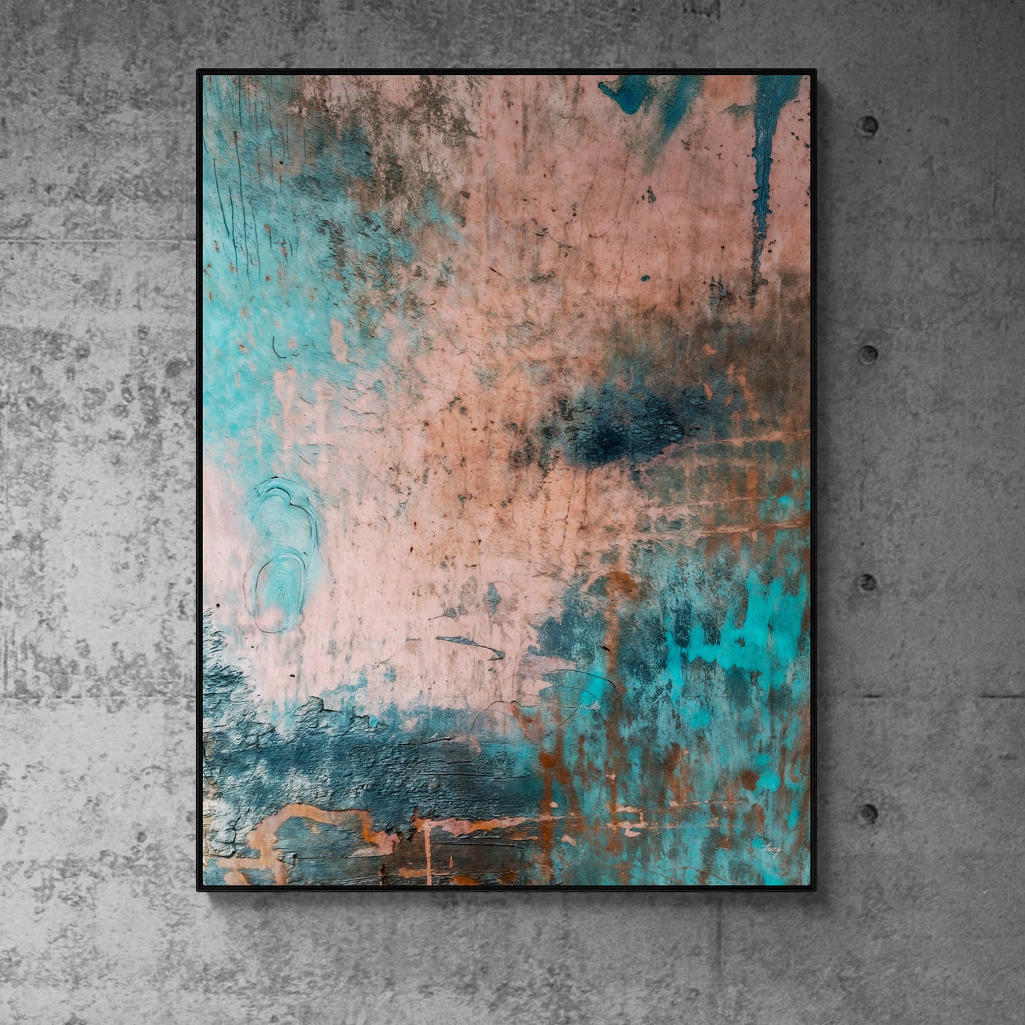 Canvas print Patina Cascade by Tailored Canvases, crafting canvas with turquoise copper patina on Tampa Home & Garden Store