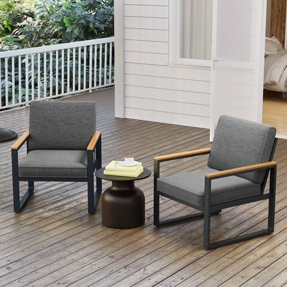 Patio Aluminum Sofa Modern Armchairs Set of 2 for Balcony-Grey - Tampa Home & Garden Store