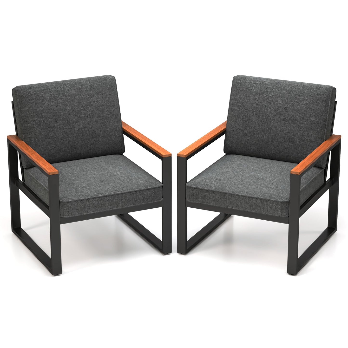Patio Aluminum Sofa Modern Armchairs Set of 2 for Balcony-Grey - Tampa Home & Garden Store