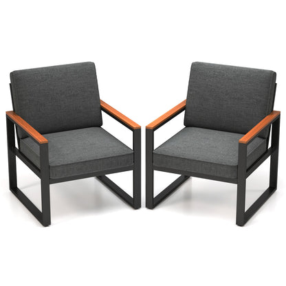 Patio Aluminum Sofa Modern Armchairs Set of 2 for Balcony-Grey - Tampa Home & Garden Store