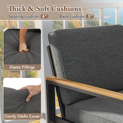 Patio Aluminum Sofa Modern Armchairs Set of 2 for Balcony-Grey - Tampa Home & Garden Store