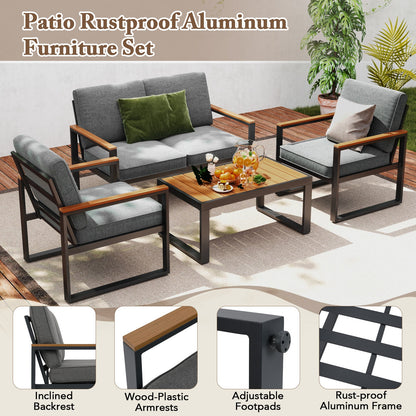 Patio Aluminum Sofa Modern Armchairs Set of 2 for Balcony-Grey - Tampa Home & Garden Store
