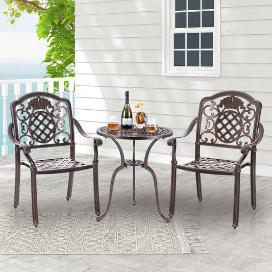 Patio Cast Aluminum Dining Chairs Set of 2 Metal Armchairs Stackable-Copper - Tampa Home & Garden Store