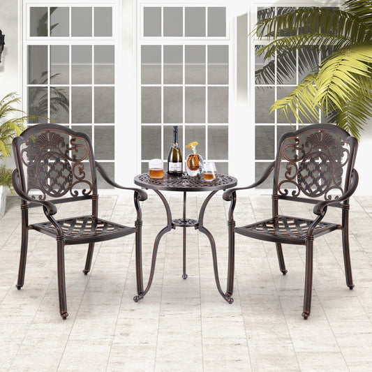 Patio Cast Aluminum Dining Chairs Set of 2 Metal Armchairs Stackable-Copper - Tampa Home & Garden Store