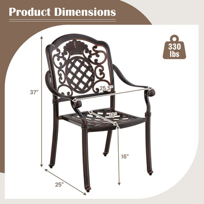 Patio Cast Aluminum Dining Chairs Set of 2 Metal Armchairs Stackable-Copper
