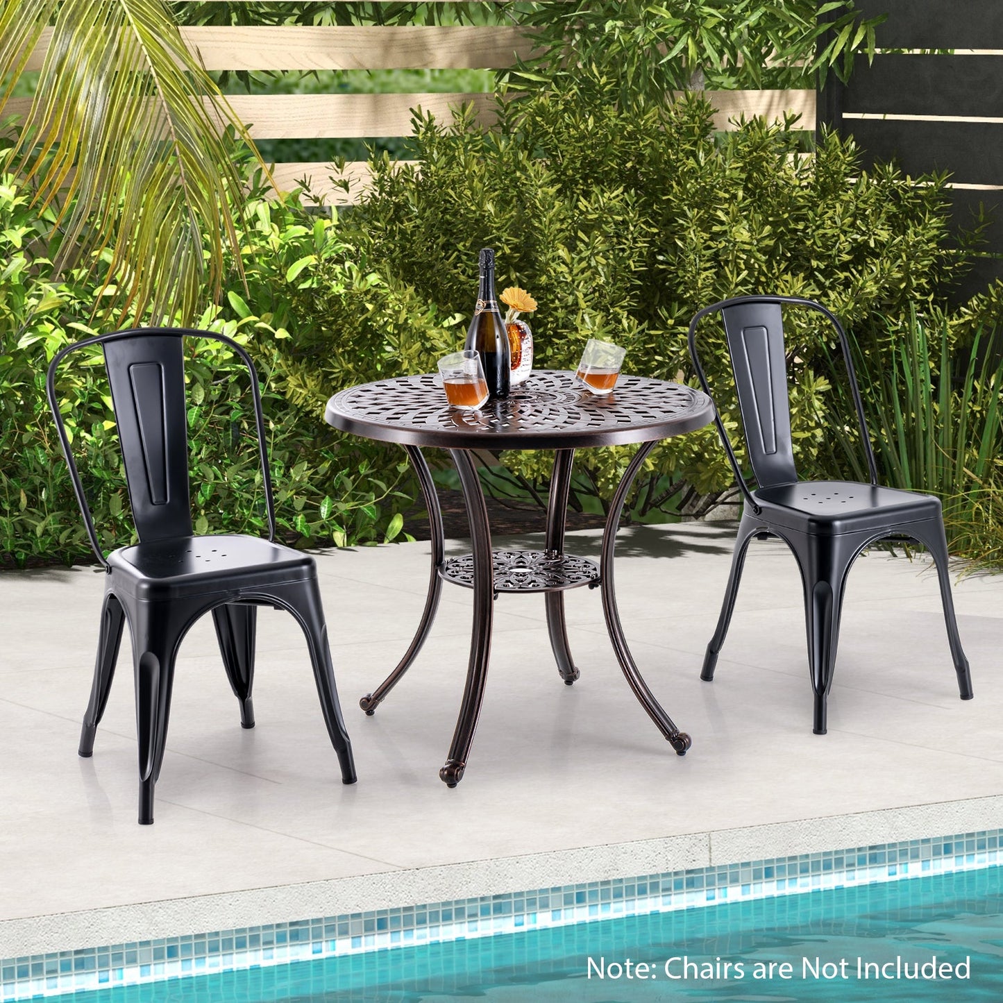 Patio Cast Aluminum Table 31 Inch Diameter Round Table with Umbrella Hole-Copper - Tampa Home & Garden Store