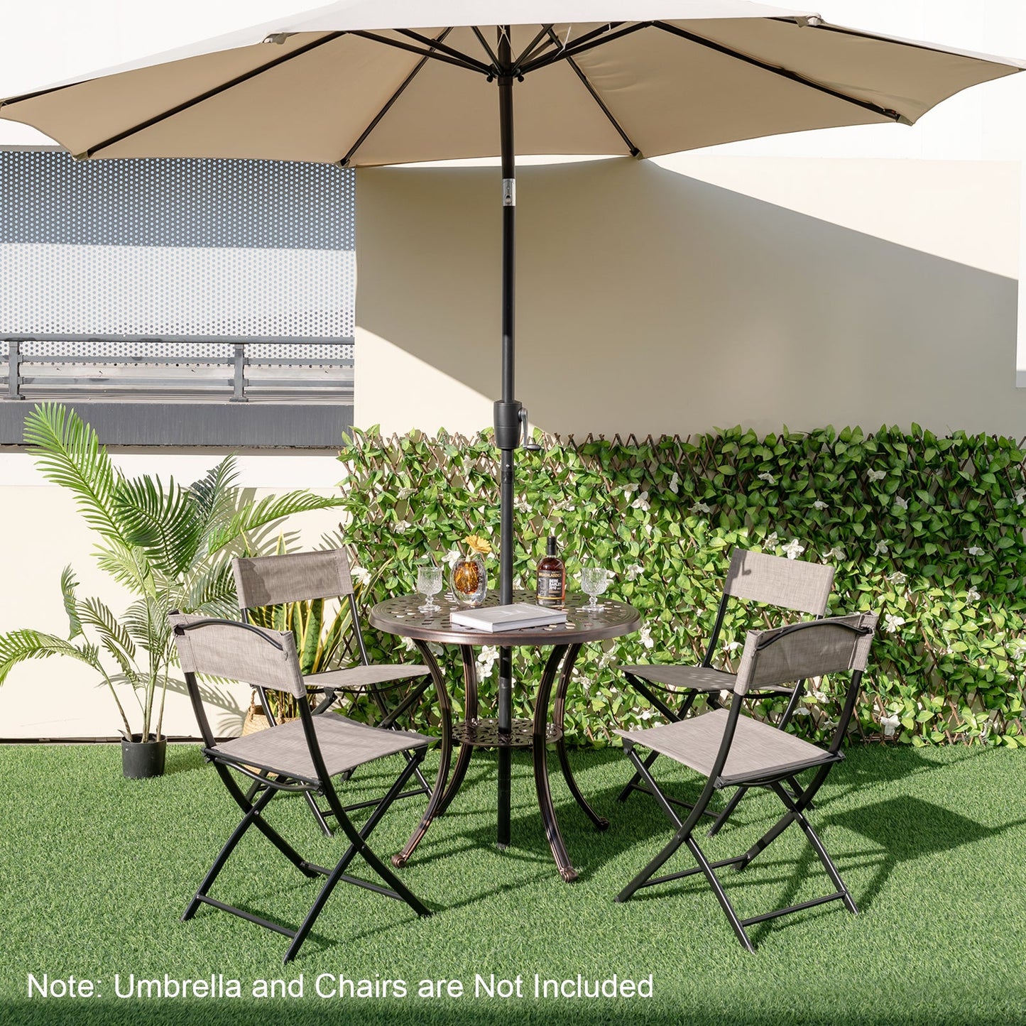Patio Cast Aluminum Table 31 Inch Diameter Round Table with Umbrella Hole-Copper - Tampa Home & Garden Store