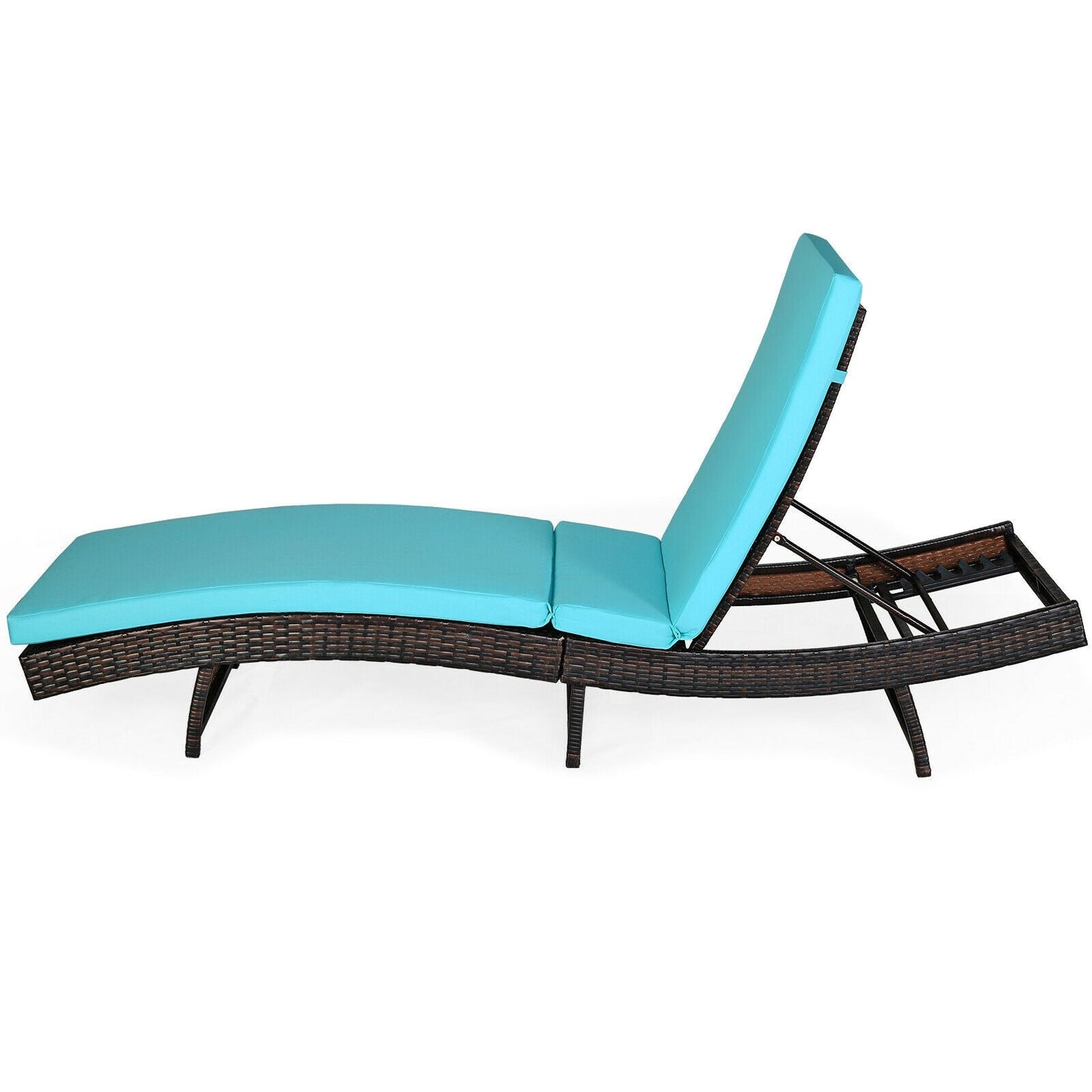 Patio Folding Adjustable Rattan Chaise Lounge Chair with Cushion-Turquoise - Tampa Home & Garden Store
