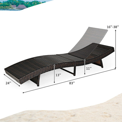Patio Folding Adjustable Rattan Chaise Lounge Chair with Cushion-Turquoise - Tampa Home & Garden Store