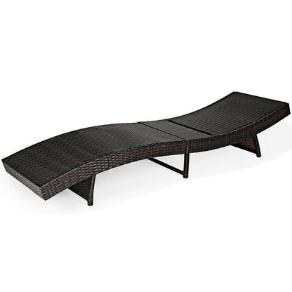 Patio Folding Adjustable Rattan Chaise Lounge Chair with Cushion-Turquoise - Tampa Home & Garden Store