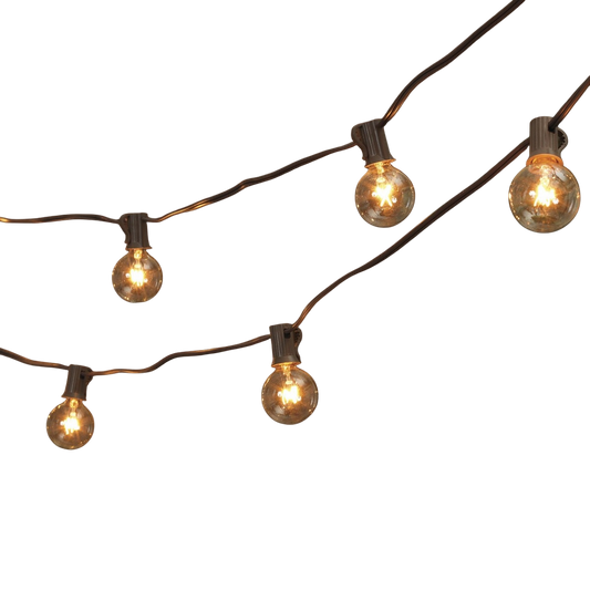 Patio Light Set - 20 G40 Bulbs on Brown Wire - Tampa Home & Garden Store