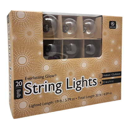 Patio Light Set - 20 G40 Bulbs on Brown Wire - Tampa Home & Garden Store