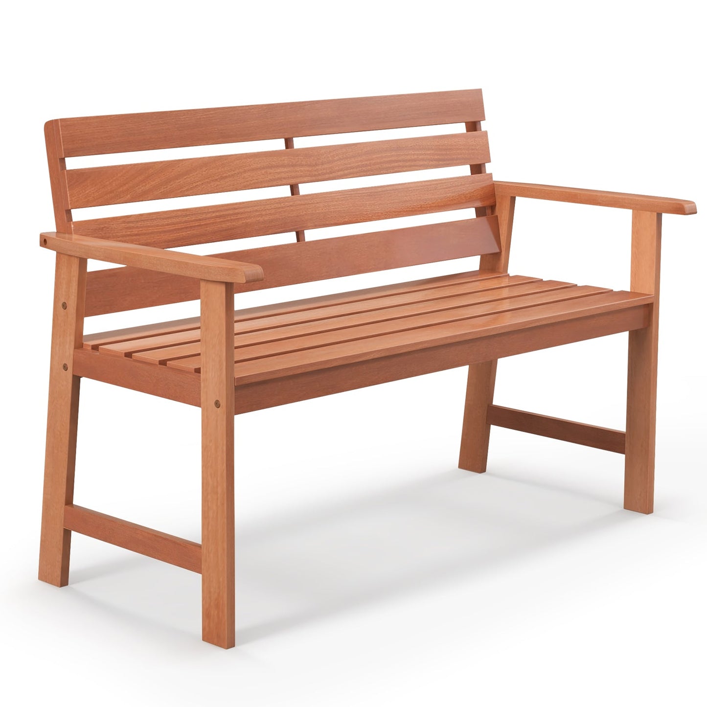 Patio Solid Wood Bench Wood 2-Seat Chair with Breathable Slatted Seat & Inclined Backrest - Tampa Home & Garden Store