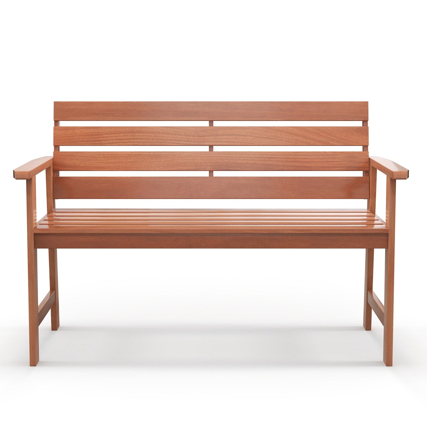Patio Solid Wood Bench Wood 2-Seat Chair with Breathable Slatted Seat & Inclined Backrest - Tampa Home & Garden Store