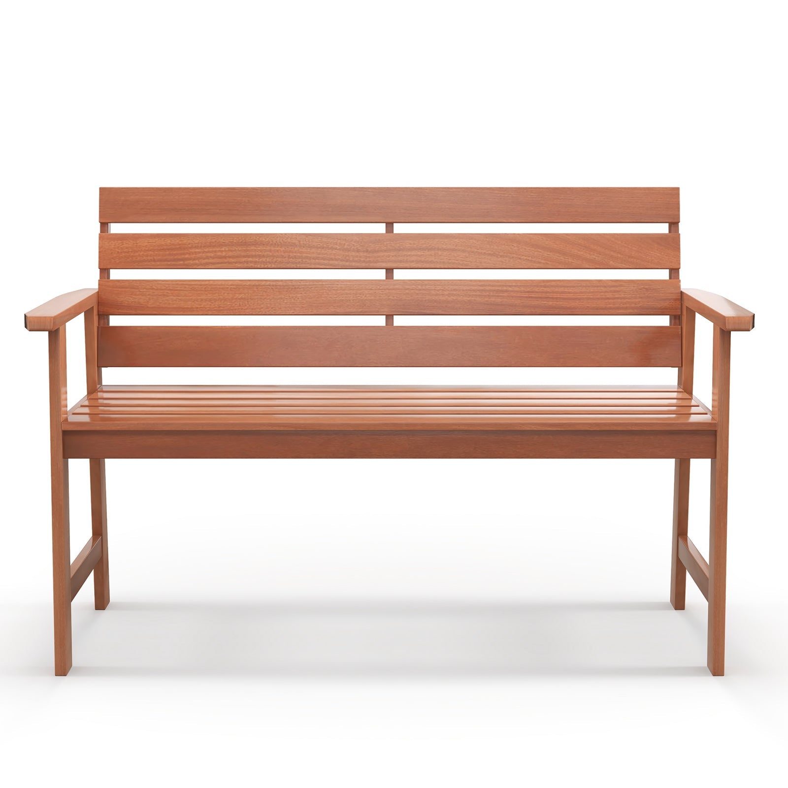 Patio Solid Wood Bench Wood 2-Seat Chair with Breathable Slatted Seat & Inclined Backrest - Tampa Home & Garden Store