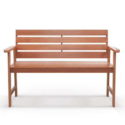 Patio Solid Wood Bench Wood 2-Seat Chair with Breathable Slatted Seat & Inclined Backrest - Tampa Home & Garden Store