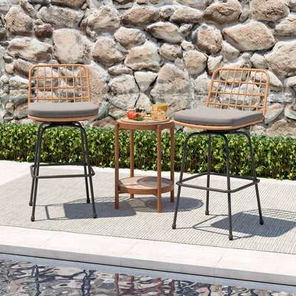 Patio Swivel Barstools Set of 2 with Soft Seat Cushions-Gray - Tampa Home & Garden Store