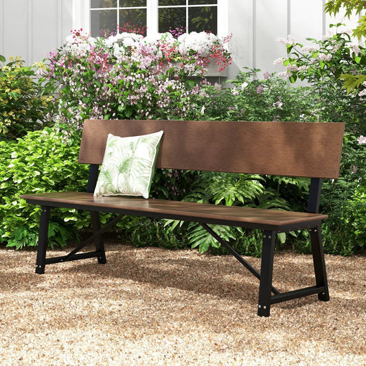 72-Inch outdoor bench with HDPE brown seat and back, DirectDeals, palm cushion on Tampa Home & Garden Store